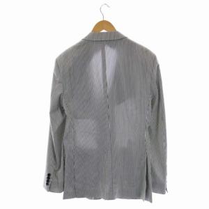 BURBERRY BLACK LABEL テーラードジャケット 背抜き 2B ストライプ柄 L 白 ダークグレー ホワイト