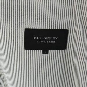 BURBERRY BLACK LABEL テーラードジャケット 背抜き 2B ストライプ柄 L 白 ダークグレー ホワイト