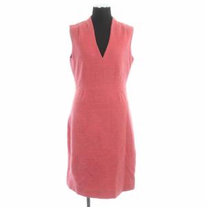 ツイードノースリーブワンピース ひざ丈 Vネック 4 ピンク NJMU3745