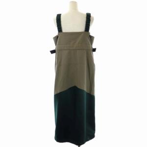 sacai 22SS Grosgrain Mix Dress ワンピース ロング ワーク 3 カーキ ブラック