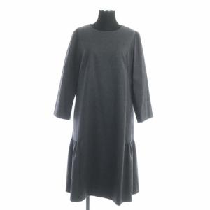 近年モデル 7分袖ワンピース 膝丈 フレア クルーネック ウール 9 グレー