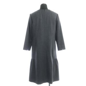 Leilian 近年モデル 7分袖ワンピース 膝丈 フレア クルーネック ウール 9 グレー