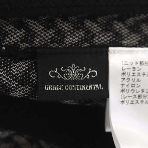 GRACE CONTINENTAL 21AW キカJQプリーツニットワンピース レース フレア ロング 長袖 36 ブラック ホワイト