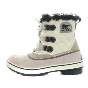 SOREL スノーブーツ ショートブーツ スエード ボア 25.5cm 紫 パープル ライトグレー