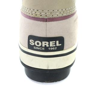SOREL スノーブーツ ショートブーツ スエード ボア 25.5cm 紫 パープル ライトグレー