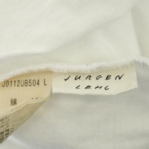 JURGEN LEHL コットン UネックTシャツ カットソー 半袖 L 白 ホワイト