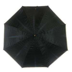 雨傘 マカダム柄 総柄 黒 ブラック ゴールド色