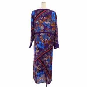 GRACE CONTINENTAL ボタニカルスカーフワンピース ロング 長袖 前開き 総柄 ドロスト 36 マルチカラー