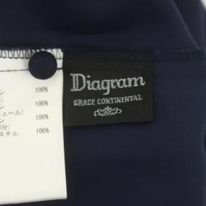 Diagram GRACE CONTINENTAL スクエアフリルトップ ブラウス カットソー プルオーバー ドットチュール 刺繍 半袖 36 紺 ネイビー
