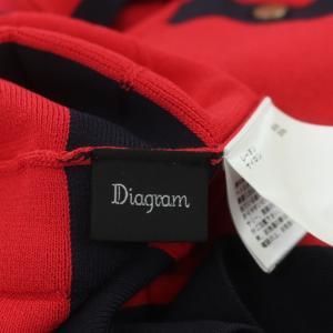 Diagram GRACE CONTINENTAL 21AW バイカラーVネックワンピース ニット ロング 七分袖 フレア プリーツ 36 赤 紺 レッド ネイビー