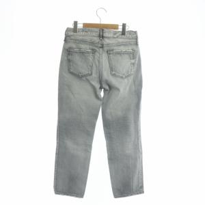 upper hights ボーイフレンドクロップドデニムパンツ ジーンズ ジッパーフライ ダメージ加工 コットン 21 グレー
