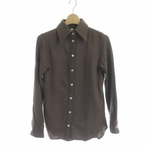 HIGH COLLAR MADAME WOOL SHIRT ウールシャツ 長袖 XS 茶 ブラウン モカ