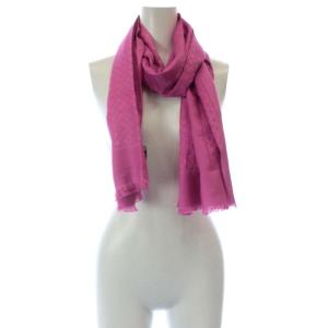 Salvatore Ferragamo ストール ガンチーニ 総柄 シルク ウール混 フリンジ パープル