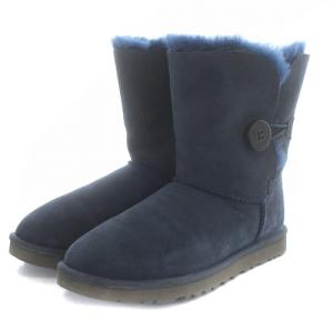 UGG australia ベイリーボタン BAILEY BUTTON ムートンブーツ ショート 24cm 紺 ネイビー 5803