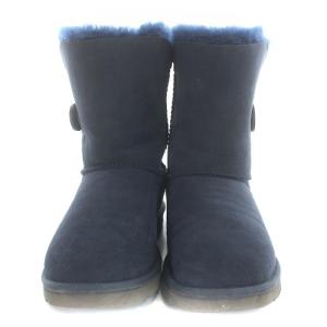 UGG australia ベイリーボタン BAILEY BUTTON ムートンブーツ ショート 24cm 紺 ネイビー 5803