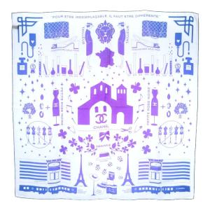 CHANEL スカーフ アイコンデザイン ココマーク シルク ホワイト