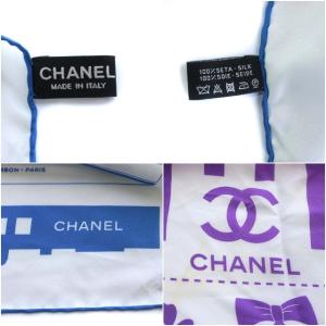 CHANEL スカーフ アイコンデザイン ココマーク シルク ホワイト