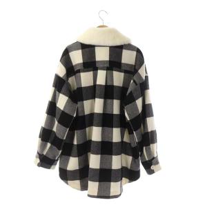 Grace Class 21AW ウールチェックシャツジャケット フェイクファー ミドル丈 36 ブラック ホワイト
