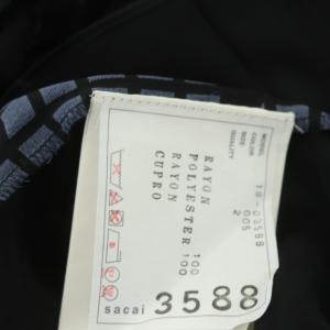 sacai チェック柄半袖トップス プルオーバー プリーツ 2 ブラック ネイビー