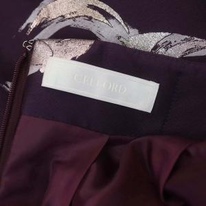 CELFORD ラメフレアスカート タック ミモレ ロング 花柄 38 紫 パープル ピンク