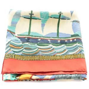 HERMES HENRY F SMITH SAILOR 帆船 カレ90 シルク スカーフ 赤 レッド