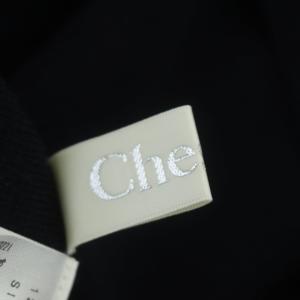 Chesty レースカラーニットワンピース フレア 膝丈 フリル 長袖 0 紺 白 ネイビー ホワイト