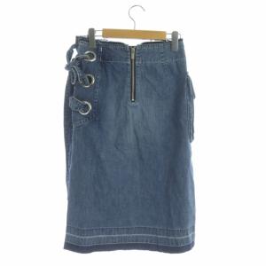 sacai 18SS デニムスカート タイト ミモレ丈 カットオフ レースアップ 1 ブルー