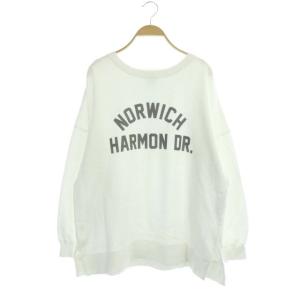 21SS NORWICH スウェット カットソー 長袖 クルーネック プリント プルオーバー F 白 ホワイト チャコールグレー