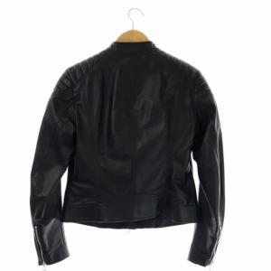 Belstaff ラムレザー シングル ライダース ジャケット ジップアップ 羊革 44 黒