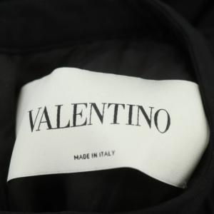 VALENTINO ワンピース プリーツ切替 ノースリーブ 膝丈 シルク混 40 ブラック