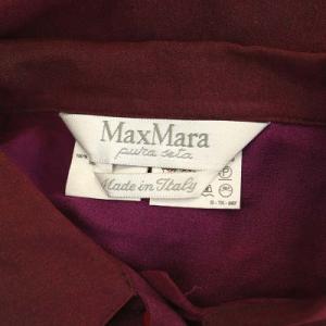 Max Mara シルク 1B シアーロングシャツ チュニック シルク 半袖 40 ワインレッド ボルドー
