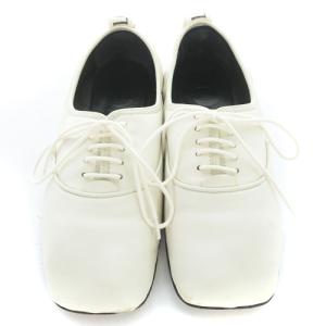 LOEWE ソフト ダービー フラットシューズ レースアップ レザー 37 ホワイト
