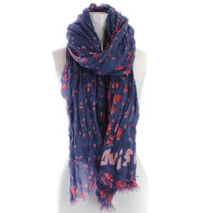 LOUIS VUITTON コンフェッティ レオパードスカーフ カシミヤ混 シルク混 ブルー レッド