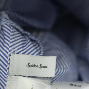 Spick&Span 22SS クルーネックティアードチュニック ブラウス プルオーバー ストライプ 長袖 F 青 白 ブルー ホワイト