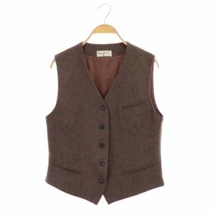 ウール ジレ ベスト Vネック 2 茶 ブラウン