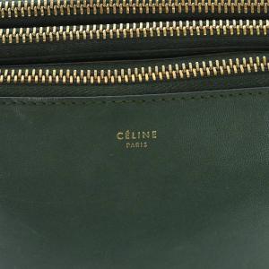 CELINE トリオ スモール ショルダーバッグ レザー 緑 グリーン OH