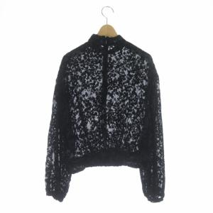 CLANE 21AW FLORET OPAL TOPS トップス ブラウス 長袖 プルオーバー フロッキー ハイネック 1 黒 ブラック