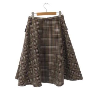 M'S GRACY チェックフレアスカート 膝丈 バックジップ ウール 38 マルチカラー