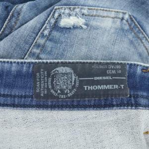 DIESEL THOMMER-T デニムストレッチパンツ ジーンズ テーパード ダメージ加工 33 インディゴブルー