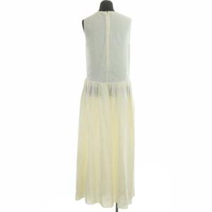 JIL SANDER レーヨンリネンノースリーブギャザーロングワンピース フレア 32 アイボリー