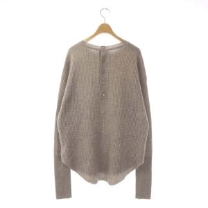 L'Appartement 21AW WIDE Rib KNIT ワイドリブニット セーター 長袖 バックヘンリー プルオーバー ライトグレー
