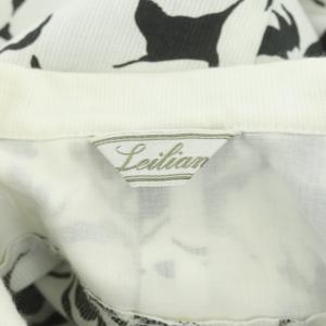 Leilian シャツワンピース 五分袖 ストレート 膝丈 花柄 9 白 黒 ホワイト ブラック