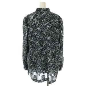 Leilian 2点セット スタンドカラーブラウス シャツ 長袖 カットソー フレンチスリーブ プルオーバー クルーネック 黒 ブラック マルチカラー