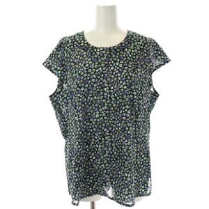 Leilian 2点セット スタンドカラーブラウス シャツ 長袖 カットソー フレンチスリーブ プルオーバー クルーネック 黒 ブラック マルチカラー