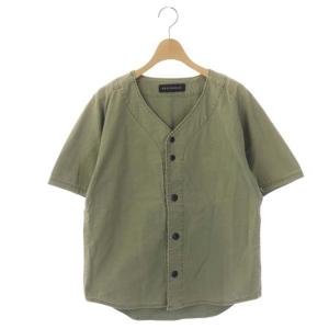 ベースボール シャツ バックロゴ コットン 半袖 S カーキ