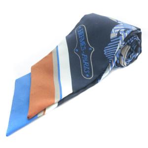 ツイリー CAVALCALDOUR リボンスカーフ ロゴ シルク 青 ブルー