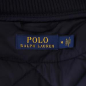 POLO RALPH LAUREN ロゴエンブレム刺繍 中綿 ベスト キルティング ジップアップ M 紺 茶 ネイビー ブラウン
