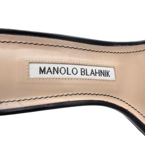 MANOLO BLAHNIK サンダル ストラップ レザー 37 24cm 黒 ブラック