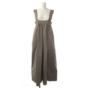21AW コットンシルク タフタ ワイドサロペット オールインワン タック グレージュ