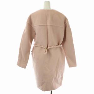 EPOCA ベルト付きノーカラーコート アウター ウール 38 ピンク